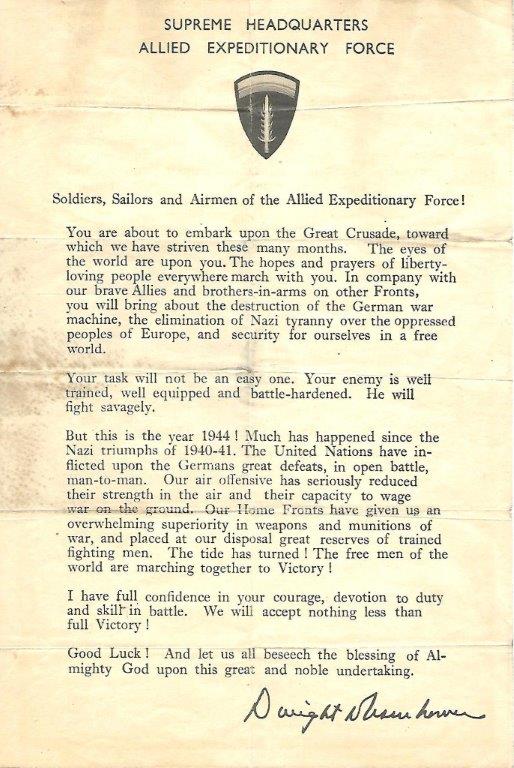 Transcript of General Dwight D. Eisenhowers Order of the Day 1944