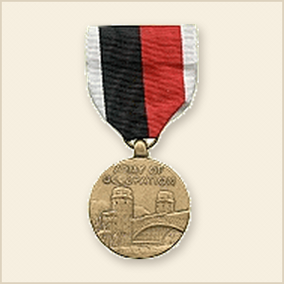 Army of Occupation Medal.  Authorized in 1946, for members of the United States Army and Air Corps. for 30 consecutive days while assigned to any of the following:
Germany between 9 May 1945 to 5 May 1955, Austria between 9 July 1945 to 27 July 1955, Berlin between 9 May 1945 to 1990,
Italy between 9 May 1945 to 15 September 1947, Japan between 3 September 1945 to 27 April 1952