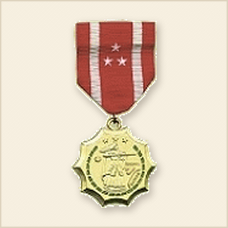 Phillipine Defense Medal.  Authorized in 1945, to members of the Philippine and United States Armed Forces, for service in the liberation of the Philippines between 17 October 1944 and 3 September 1945 and in the landing operations on Leyte and adjoining islands, engagement of the enemy during the Philippine Liberation Campaign and/or service on vessels in Philippine waters for not less than 30 days between the above dates.