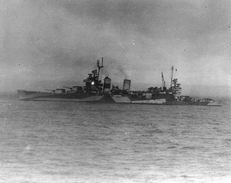 USS Tuscaloosa position near Normandy coast