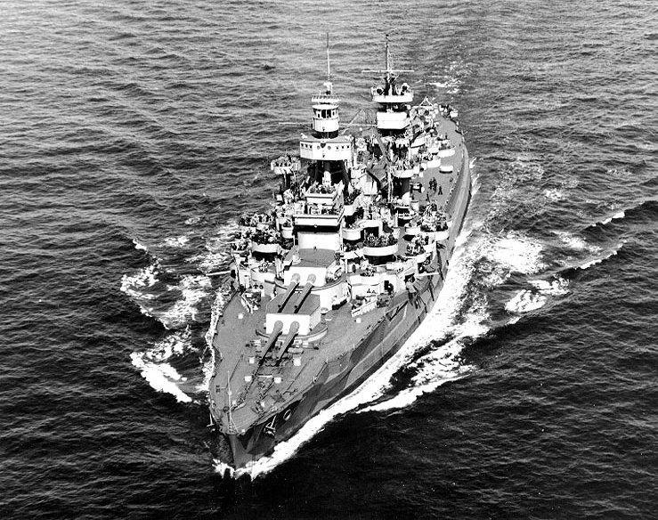 USS Arkansas target Port en Bessin Huppain