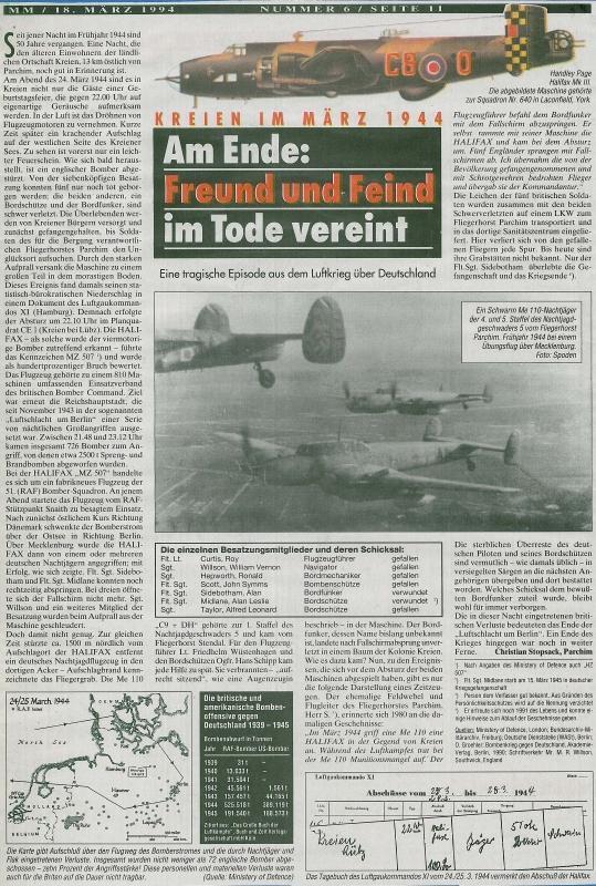 Handley Page Halifax III (MZ507 MH-P2) on a mission to Berlin on 1944-03-25