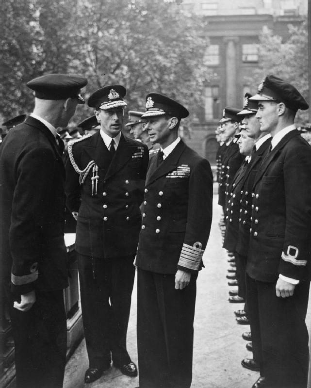 King George VI inspecting the headquarters of Combined Operations