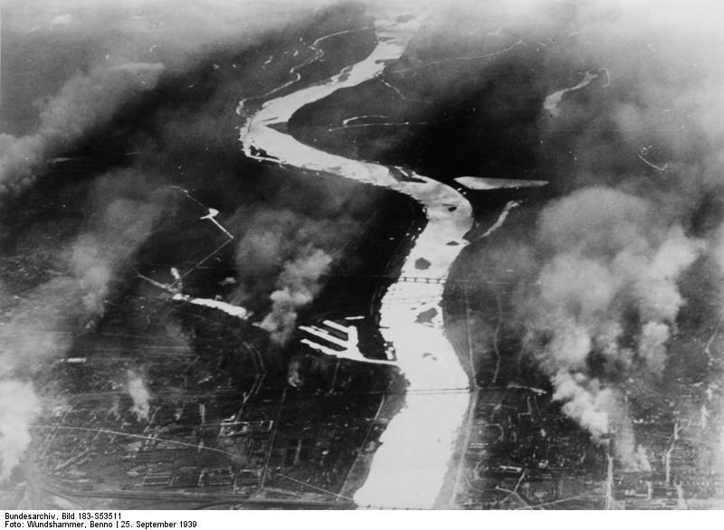 Aerial view of Warsaw, Poland, 25 Sep 1939