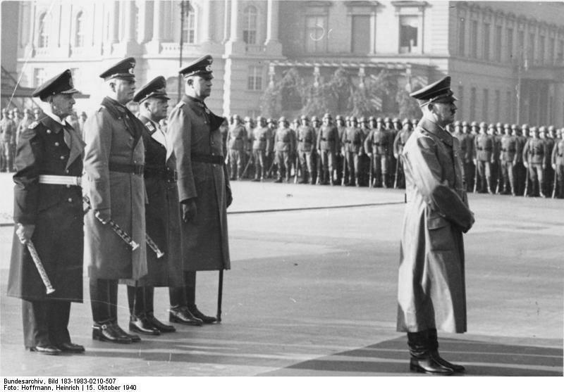 Adolf Hitler, Erich Raeder, Wilhelm Keitel, Erhard Milch, and Friedrich Fromm