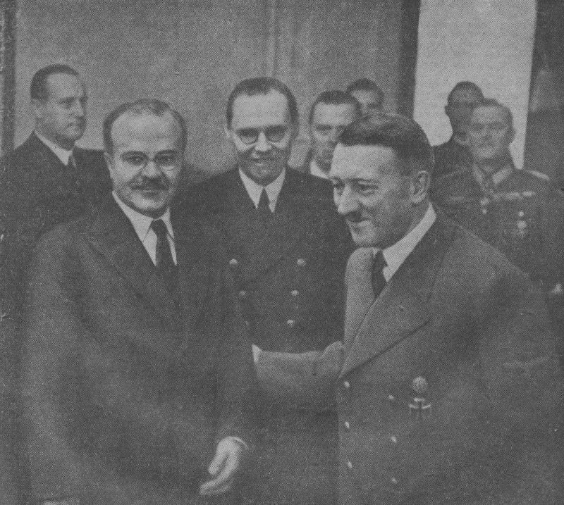Vyacheslav Molotov and Adolf Hitler at the Reich Chancellery