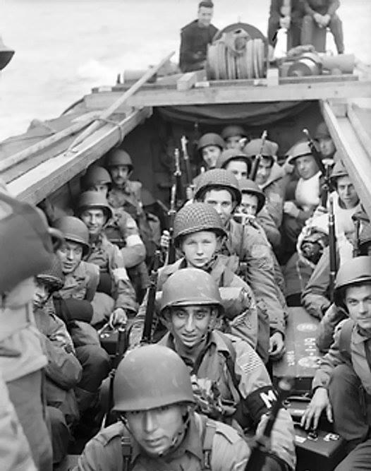 16 Infantry Regiment (USA) aboard a landing craft en route to the beaches near Oran, Algeria