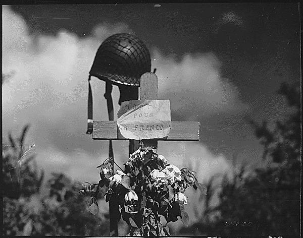 French civilians erected this silent tribute to an American solider