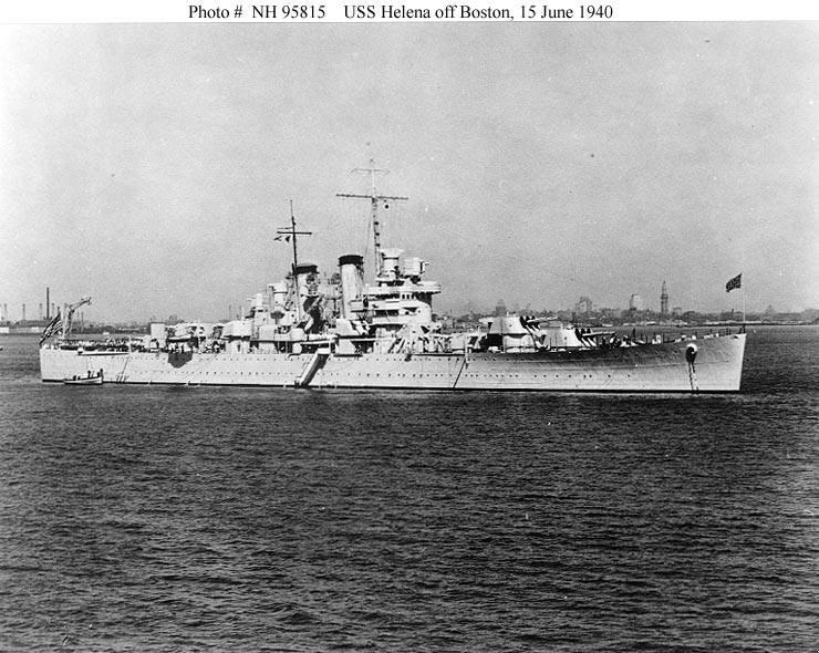 USS Helena (CL-50) anchored in President Roads, Boston, Massachusetts