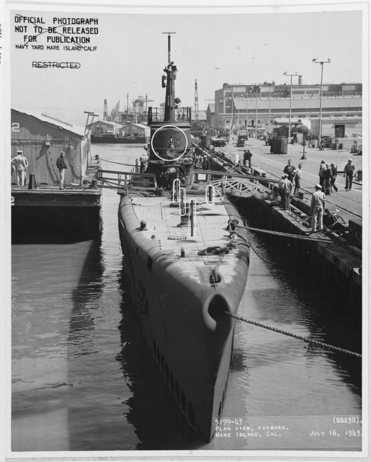 USS Wahoo (SS-238) at the Mare Island Navy Yard, California,