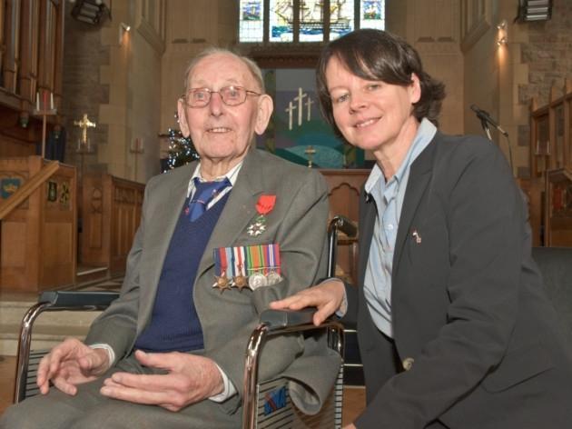 Geoffrey Rose (99) receiving the Legion d'honneur medal