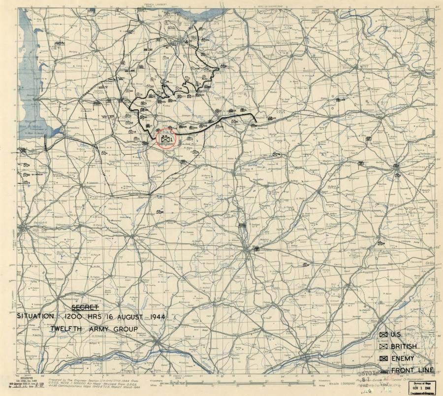 1 Infantry Division (USA)  to eight miles northeast of Domfront