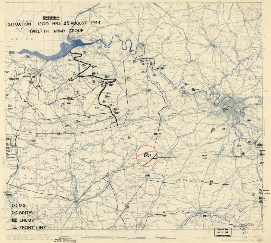 1 Infantry Division (USA) trucked 100 mileseast Chartres