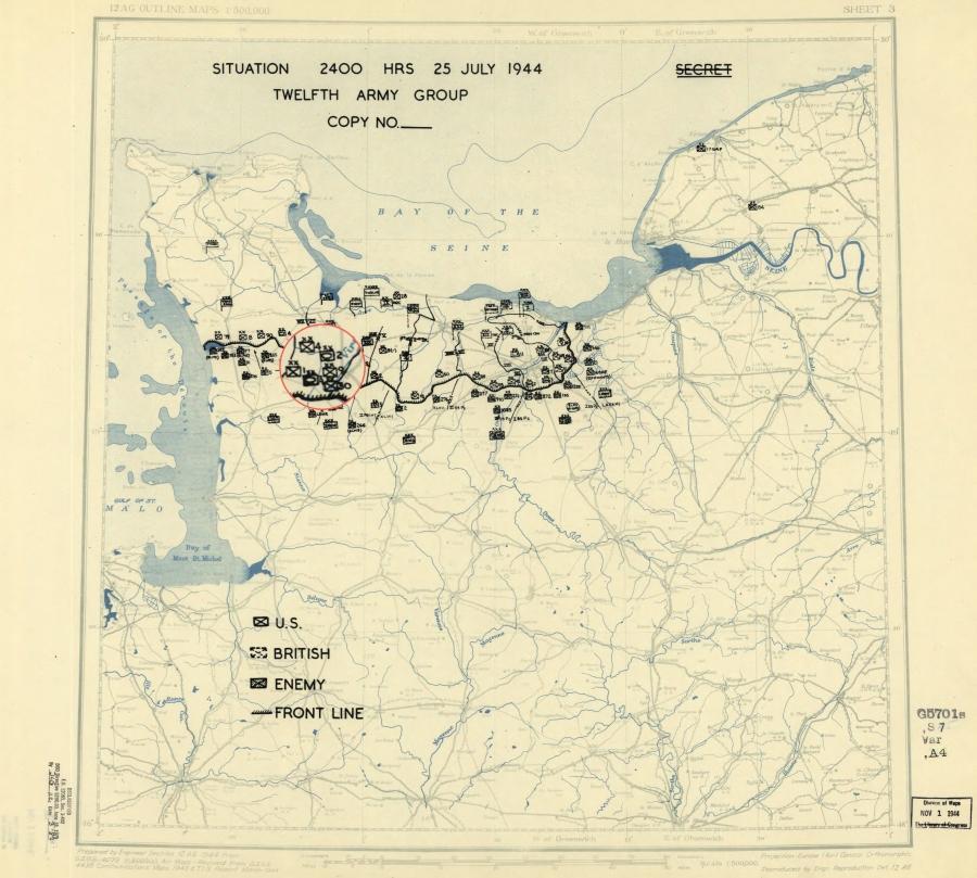 9 Infantry Division (USA) attacked at 1100 Saint-Lô Highway