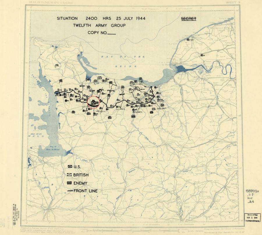 35 Infantry Division (USA) repositioned and prepared for COBRA