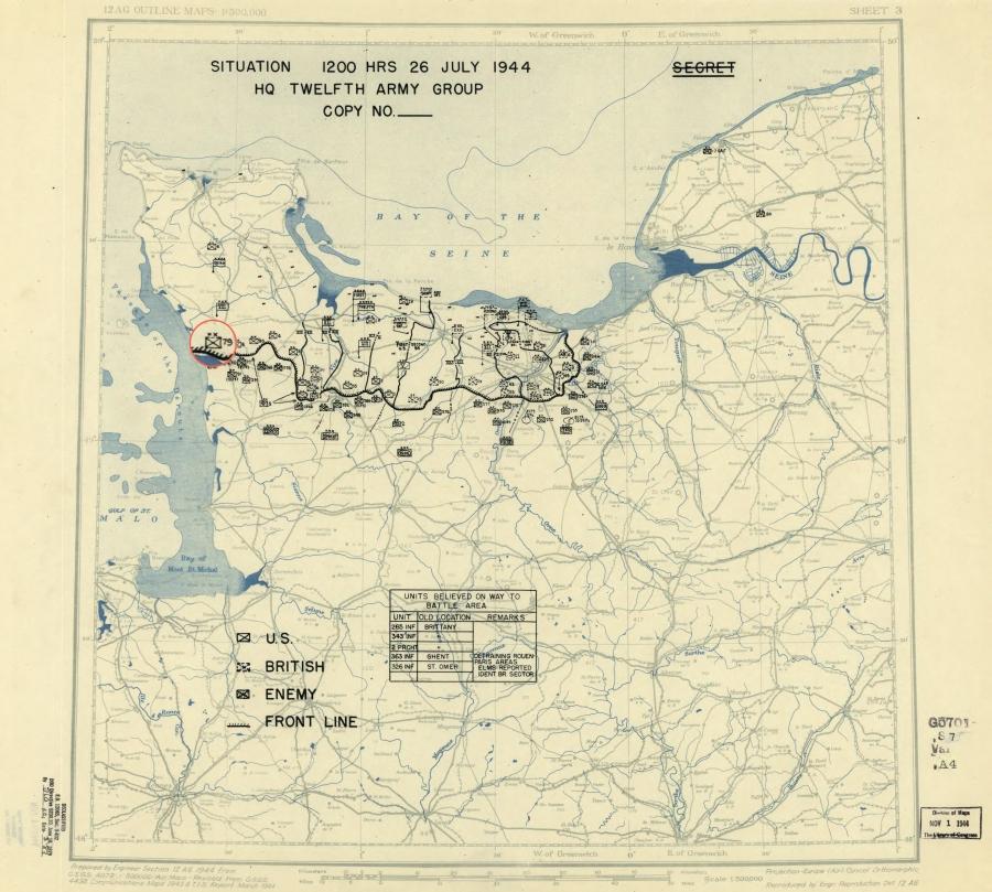 79 Infantry Division (USA) positions along the Ay River