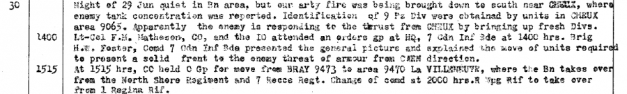1 The Regina Rifle Regiment June 30th