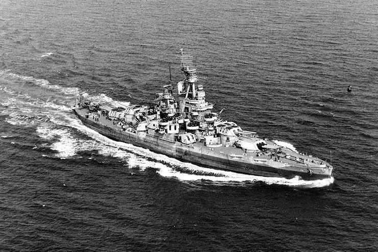 USS Nevada position near Normandy coast