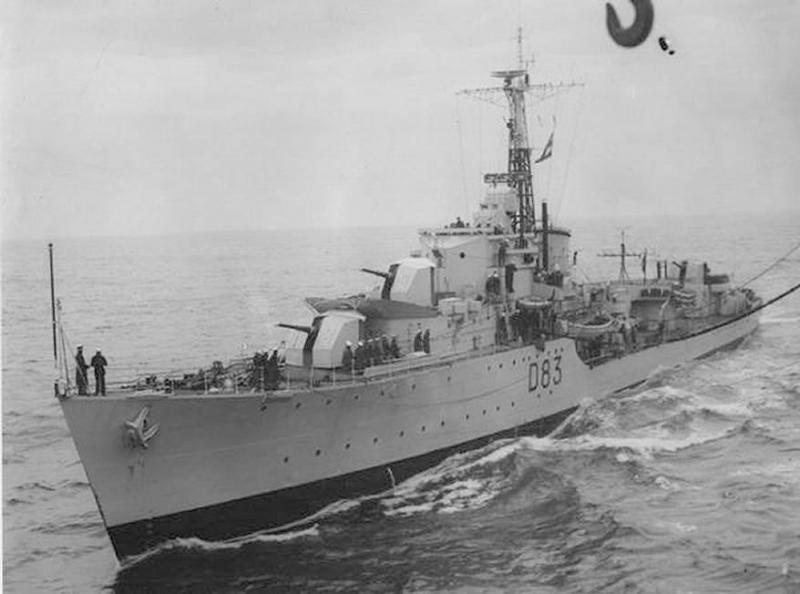 HMS Urania part of Bombarding Force K near Gold beach on D-Day