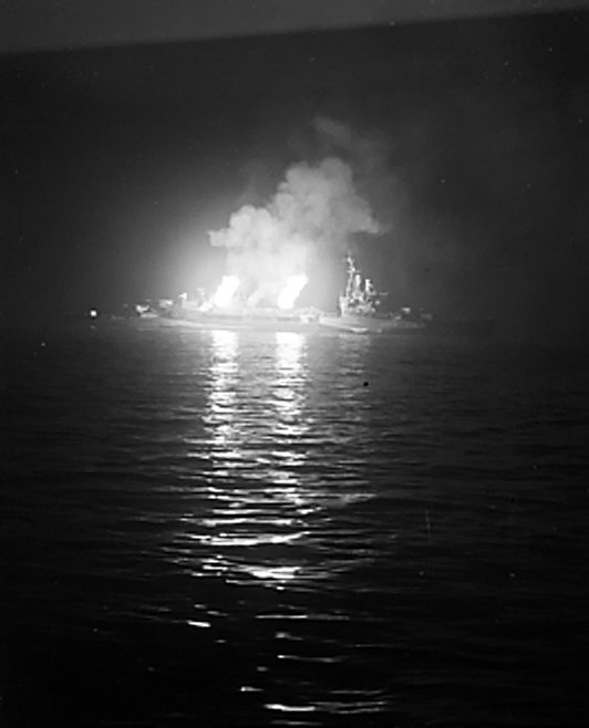 HMS Belfast (C35) before the coast of Normandy Day 5