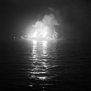 HMS Belfast (C35) before the coast of Normandy Day 28